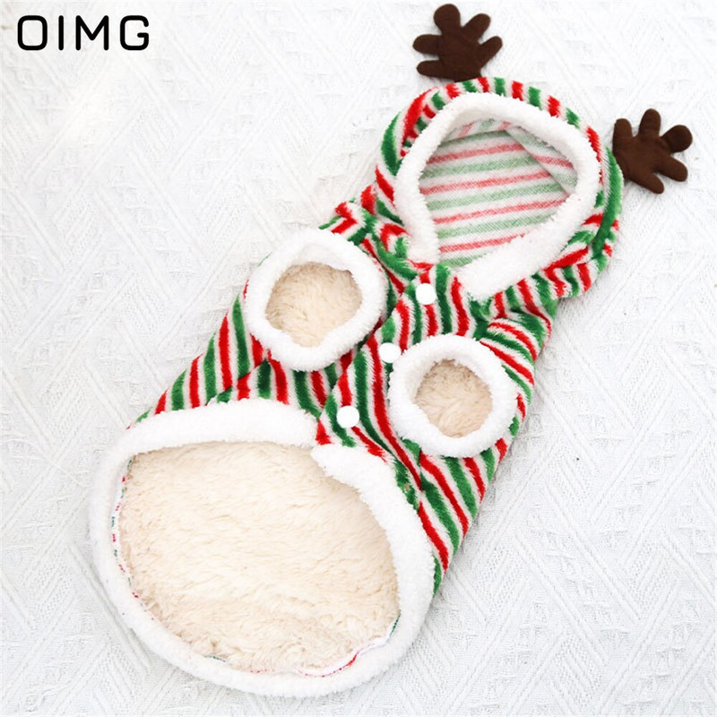 OIMG Haine pentru câini de Crăciun, iarnă, caldă, fleece, cu hanorace pentru câini, pentru câini de talie mică, hanorace pentru pisici, costum de Crăciun pentru animale de companie pentru Spitz