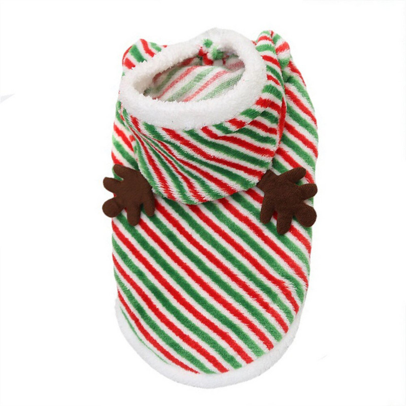 OIMG Haine pentru câini de Crăciun, iarnă, caldă, fleece, cu hanorace pentru câini, pentru câini de talie mică, hanorace pentru pisici, costum de Crăciun pentru animale de companie pentru Spitz