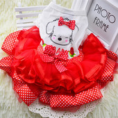 Сладки кучешки дрехи за малки кучета, сватбена рокля, пола, лятна луксозна принцеса, дрехи за домашни любимци, дизайн на плодове 11AY22QS2