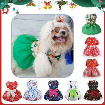 Χριστουγεννιάτικα ρούχα για σκύλους Χειμερινά φορέματα για κατοικίδια Ζεστή χαριτωμένη φούστα με στάμπα για σκύλους Κουτάβι γάτα Γατάκι Βαμβακερό Ρούχα κατοικίδιων ζώων Στολή για γάτες