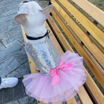Луксозни сватбени кучешки рокли на принцеса за малки кучета Котешки поли с пайети Лятна туту рокля Дрехи за кучета за кученце Чихуахуа Облекло
