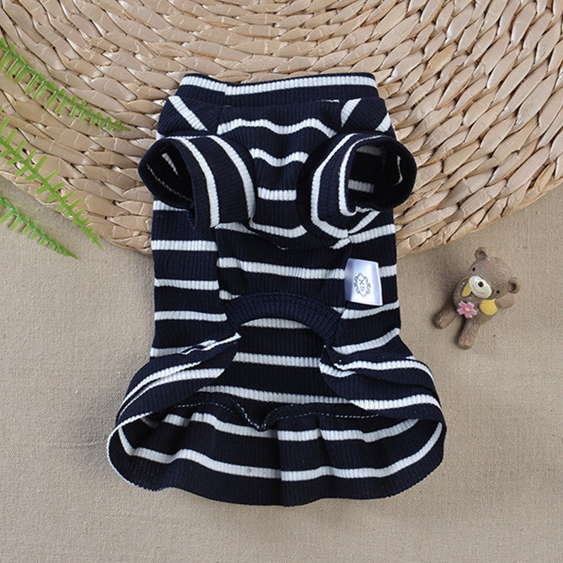 Jarné letné oblečenie pre psov, tričko s pruhmi, oblečenie pre páry, mačky a psov, oblečenie pre šteniatka, šaty pre čivavy a yorkshirské psy