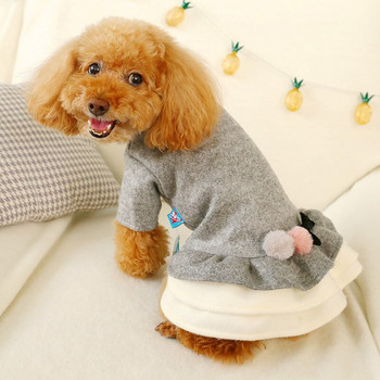 PETCIRCLE Ρούχα για κατοικίδια Ρούχα για σκύλους Teddy Bichon Pomeranian Small Dog φθινοπωρινά και χειμερινά ρούχα για σκύλους με διπλό μπαλάκι με φιόγκο