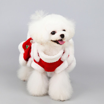 Χριστουγεννιάτικο φόρεμα για σκύλους κατοικίδιων ζώων Ζεστή φούστα για κουτάβι Ρούχα φθινοπωρινά χειμωνιάτικα ζεστά παλτά Ρούχα για σκύλους κατοικίδιων ζώων Κόκκινη φανταχτερή φούστα