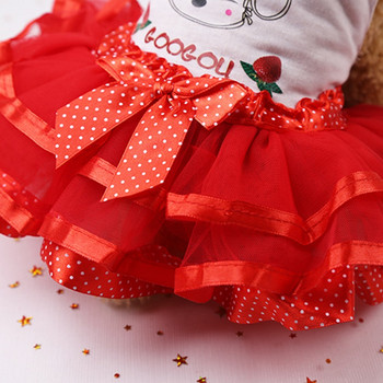 Καλοκαιρινή δαντέλα Puffy Princess φόρεμα με στάμπα φρούτων βαμβακερό φόρεμα για μικρομεσαίους σκύλους Μαλακή γαμήλια φούστα Dot Bowknot Mesh Ρούχα για κατοικίδια