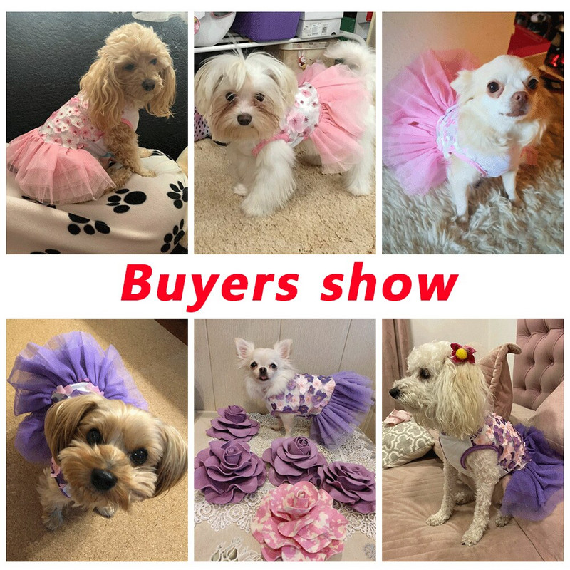 Pitsist šifoonist kleit väikestele koertele lilledega moepeokleit kutsikale sünnipäevaks pulmakleit suvine armas kostüüm lemmikloomakoertele