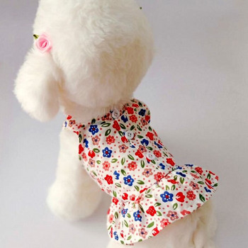 Καλοκαιρινά ρούχα για σκύλους Χαριτωμένο λουλουδάτο φόρεμα με λεπτή αντηλιακή φούστα για μικρό σκύλο Chihuahua Bichon Poodle Φορέματα για κουτάβι για κατοικίδια