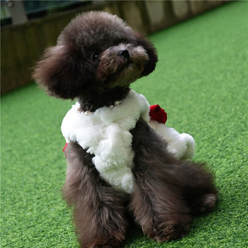 Υπέροχο φόρεμα πριγκίπισσας με παπιγιόν Φθινοπωρινό χειμωνιάτικο βελούδινο φόρεμα για χειμωνιάτικα σκυλιά με ζεστό μαλλί για μικρό σκύλο Puppy Bichon Teddy