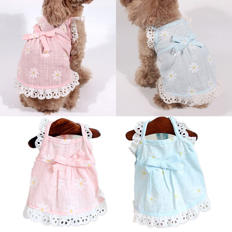 Rochie pentru câini pentru animale de companie, primăvară, vară, bumbac, dantelă, margaretă, floare, fustă pentru păpuși, haine pentru animale de companie, rochii pentru pisici, chihuahua, cățeluș, haine pentru câini