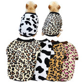 Leopardiga trükitud lemmikloomakoerte riided väikestele koertele Prantsuse buldogi talvefliisist riided Soe kutsika pidžaama Chihuahua mopsi pullover