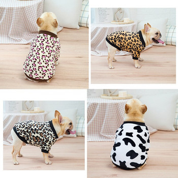 Λεοπάρ στάμπα Ρούχα για σκύλους για μικρούς σκύλους Γαλλικά-μπουλντόγκ χειμωνιάτικα φλις ρούχα Ζεστά κουτάβια πιτζάμες Chihuahua Pug πουλόβερ