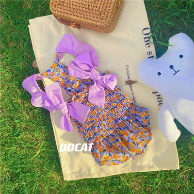 Kikilips kleit Lemmiklooma Koera Riided Kass Õhuke ruuduline seelik Riietus Koerad armsad Väike Chihuahua Suvelilla Hingav Tüdruk Chihuahua