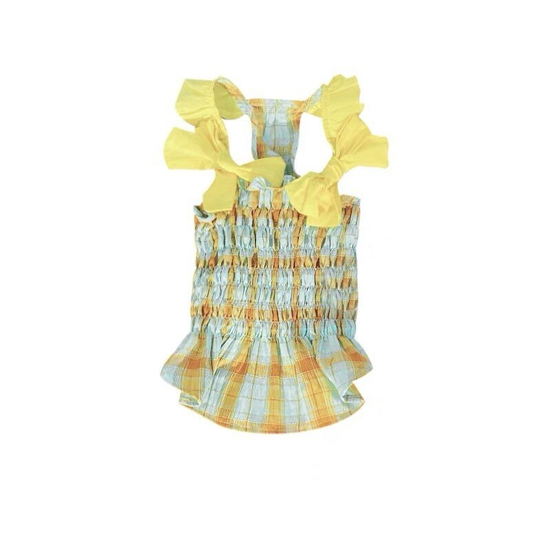 Kikilips kleit Lemmiklooma Koera Riided Kass Õhuke ruuduline seelik Riietus Koerad armsad Väike Chihuahua Suvelilla Hingav Tüdruk Chihuahua