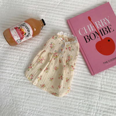 Korea Kawaii Kisállat Kutya Ruha Szép Bichon Chihuahua Ruhák Virágok Print Hercegnő Kutya Szoknya Nyári Kutyák Háziállatok Ruha Kiskutya