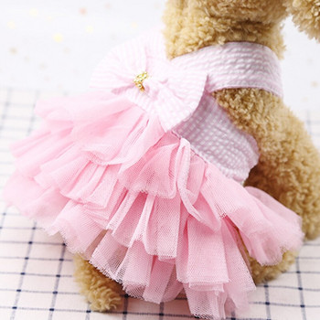 Дрехи за сладко кученце Сладка рокля за розово куче Универсална рокля за кучета Рокля с райе Чихуахуа Пола Кученце Котка Дрехи за принцеса на едро