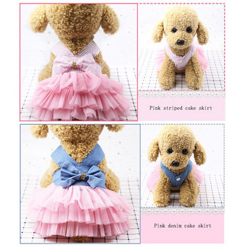 Дрехи за сладко кученце Сладка рокля за розово куче Универсална рокля за кучета Рокля с райе Чихуахуа Пола Кученце Котка Дрехи за принцеса на едро