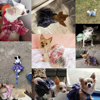 Φούστα με γιακά σκύλου Φιόγκο για κατοικίδια με λουρί στήθους Σχοινί έλξης Ρούχα σκυλιών για μικρά σκυλιά Φόρεμα με λουρί γάτας Princess Tutu φούστα