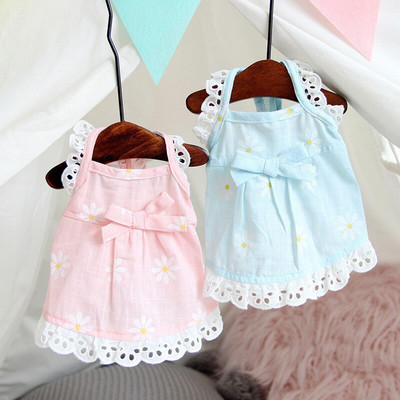 Pet Clothes Dog Daisy Suspender Skirt Summer Breathable Lace Dress Dog Cat Costume For Small Medium Pets Chihuahua Teddy Clothes