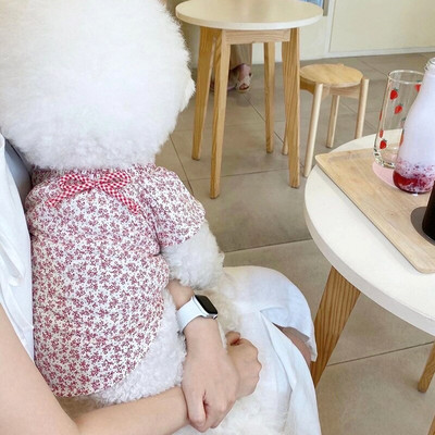 Japán ruha Kutyaruhák Bowknot Kisállatruházat Kutyák Nyomtatás Virágos jelmez Pamut aranyos tavaszi nyár kék maci Ropa Perro