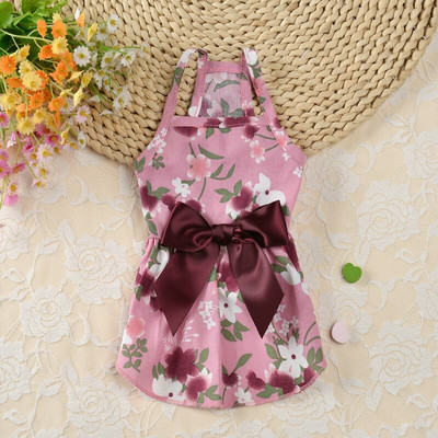 Koerte suvekleit Riided Lemmikloom lilleline printsesskleit kutsikas Armas varrukateta riided Koerad Kassid Prindi õhuke suur vibu kleit Kassi seelik