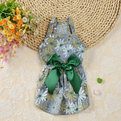 Koerte suvekleit Riided Lemmikloom lilleline printsesskleit kutsikas Armas varrukateta riided Koerad Kassid Prindi õhuke suur vibu kleit Kassi seelik