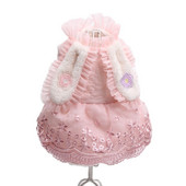 Princess kutya macska meleg ruha, hosszú fülű és csipke dizájn női kiskutya őszi/téli kabátruha