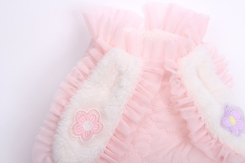 Princess kutya macska meleg ruha, hosszú fülű és csipke dizájn női kiskutya őszi/téli kabátruha