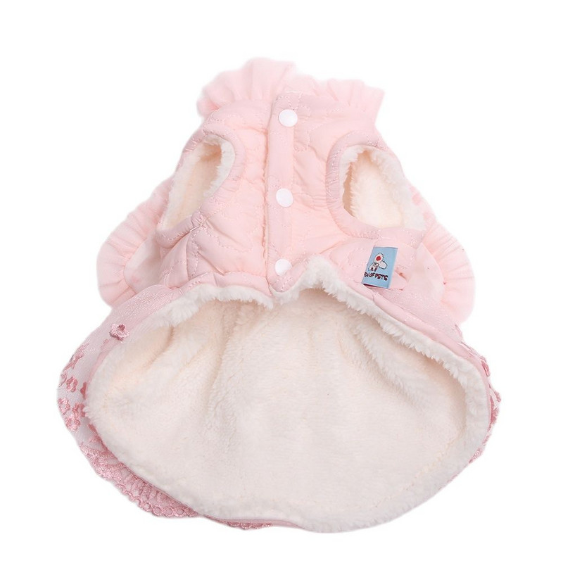 Princess kutya macska meleg ruha, hosszú fülű és csipke dizájn női kiskutya őszi/téli kabátruha