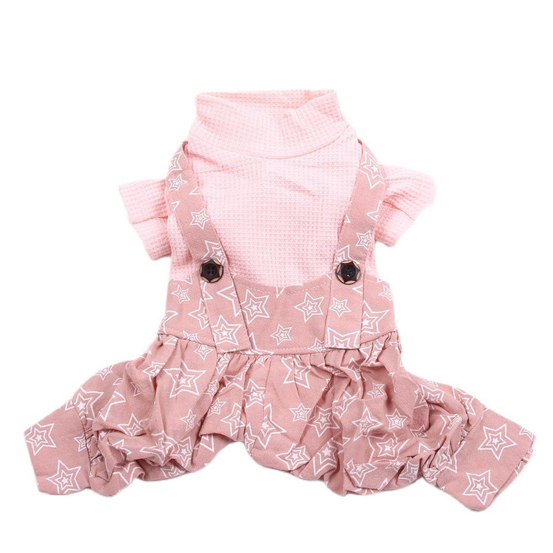 Rochie/salopetă pentru câini de talie mică, pisică, cu design cu stele, tricou, cățeluș, pulover, haine de toamnă/ primăvară, îmbrăcăminte