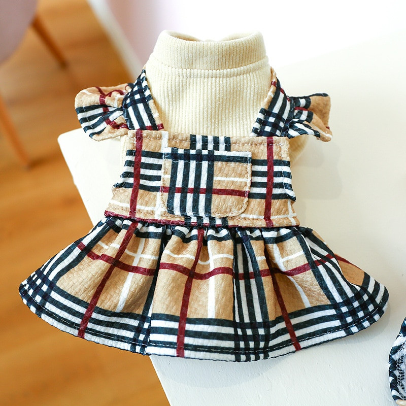 Ρούχα σκυλιών Φθινοπωρινά και Χειμερινά Νέα Προϊόντα Καρό Στολή Σκύλου Γάτα Καραμέλα Φόρεμα Ζευγάρι Πριγκίπισσας Σκύλος Σαλιάρα Σκύλος Ρούχα για μικρά σκυλιά