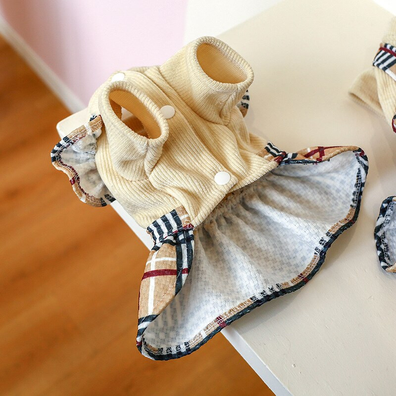 Ρούχα σκυλιών Φθινοπωρινά και Χειμερινά Νέα Προϊόντα Καρό Στολή Σκύλου Γάτα Καραμέλα Φόρεμα Ζευγάρι Πριγκίπισσας Σκύλος Σαλιάρα Σκύλος Ρούχα για μικρά σκυλιά