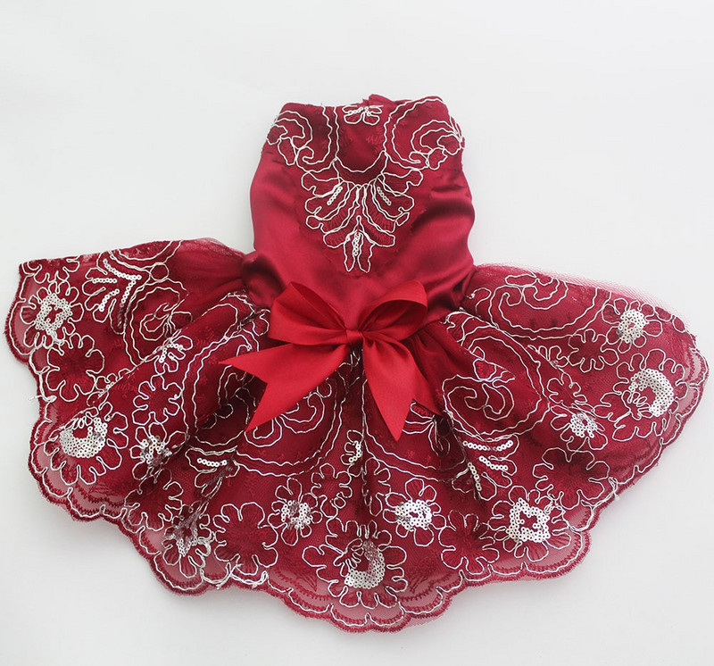 Caine Pisica Rochie de mireasa Tutu Printesa Pet catel Rochii Broderie&Funci Haine Apperal 3 culori