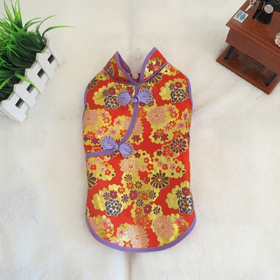 Πρωτοχρονιάτικες στολές σκυλιών Ρούχα για κουτάβι Φορέματα Cheongsam για μικρά σκυλιά γάτες κατοικίδια κατοικίδια Κοστούμια δυναστείας Τανγκ Ρούχα για κατοικίδια σε κινέζικο στυλ