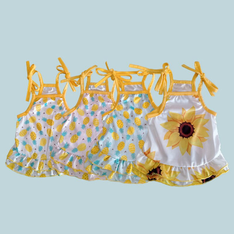 Σκύλος Floral Αμάνικα Φορέματα Μεγάλου Φιόγκου Νυφικό για κατοικίδια για σκύλους για τσιουάουα Pug Yorkie Ρούχα για κουτάβια γάτες Προμήθειες Σπίτι κατοικίδια σκυλιά