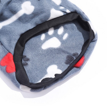 Удобни фланелени качулки за кучета Топли зимни пижами за малки кучета Paw Bone Heart Print Design Дрехи за кученца за чихуахуа йорки