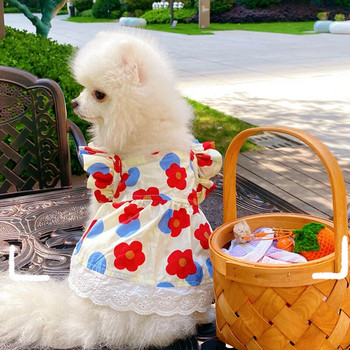Pet βαμβακερή ζαρτιέρες Φούστα κατοικίδιων ζώων Floral φούστα Σκύλος Φόρεμα διχτυωτό φόρεμα Πριγκίπισσας Άνετα κομψά φρέσκα γλυκά χαριτωμένα ρούχα για σκύλους