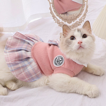 2022 Χειμερινά πλεκτά ρούχα για κατοικίδια Ζευγάρι Φόρεμα σκυλιών για σκύλους Φούστα φθινοπώρου Φορέματα Yorkshire Ρούχα για σκύλο Chihuahua Φόρεμα για κατοικίδια γάτα