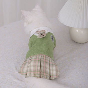 2022 Зимни плетени дрехи за домашни любимци Рокля за двойка кучета за кучета Пола Есенни рокли Йоркширски дрехи за куче Чихуахуа Рокля за домашни любимци Котка