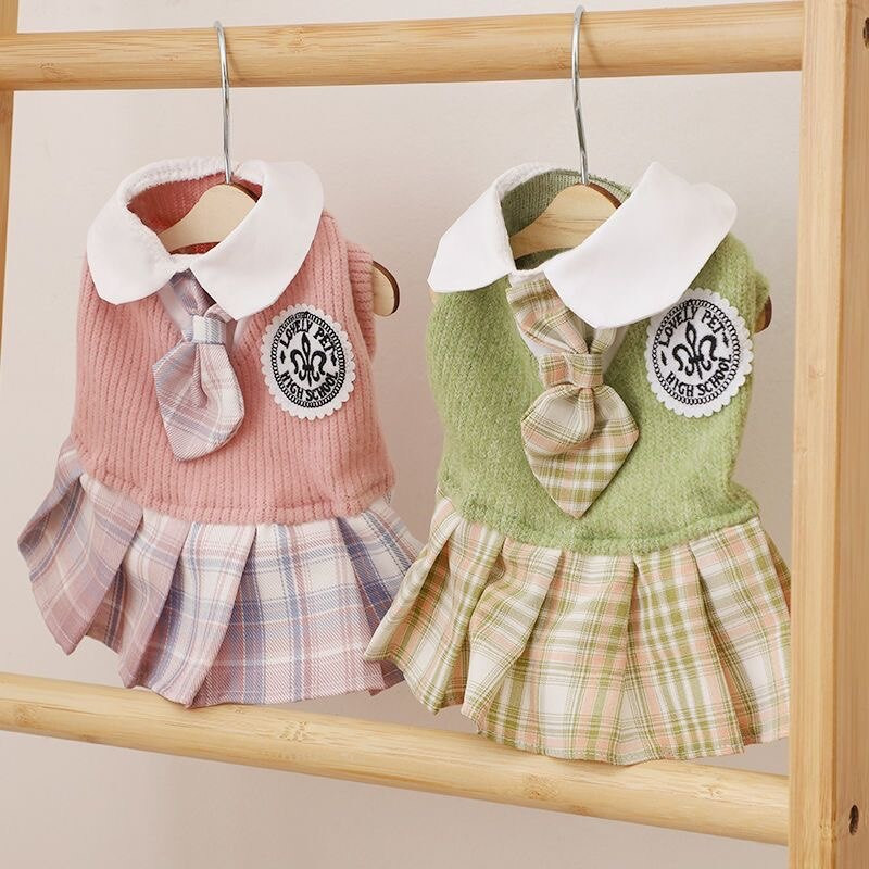 Iarna 2022 Haine tricotate pentru animale de companie Rochie de cuplu pentru câini Fusta Rochii de toamnă Haine Yorkshire pentru câine Chihuahua Rochie pentru pisici de companie