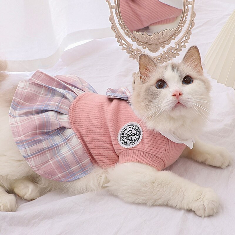 Iarna 2022 Haine tricotate pentru animale de companie Rochie de cuplu pentru câini Fusta Rochii de toamnă Haine Yorkshire pentru câine Chihuahua Rochie pentru pisici de companie