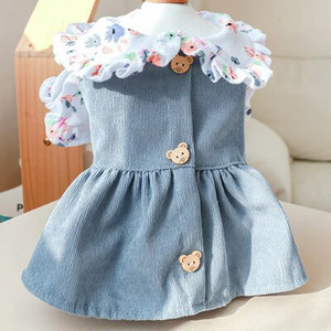 Mielos triušio ausys Rožinė žalia šunų suknelė princesės drabužiai su D-žiedu petnešomis Liemenė sijonas šuniuko katės drabužiai naminiams gyvūnėliams tiekėjas L