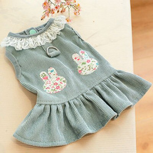 Mielos triušio ausys Rožinė žalia šunų suknelė princesės drabužiai su D-žiedu petnešomis Liemenė sijonas šuniuko katės drabužiai naminiams gyvūnėliams tiekėjas L