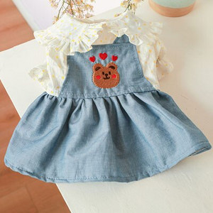 Mielos triušio ausys Rožinė žalia šunų suknelė princesės drabužiai su D-žiedu petnešomis Liemenė sijonas šuniuko katės drabužiai naminiams gyvūnėliams tiekėjas L