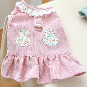 Mielos triušio ausys Rožinė žalia šunų suknelė princesės drabužiai su D-žiedu petnešomis Liemenė sijonas šuniuko katės drabužiai naminiams gyvūnėliams tiekėjas L