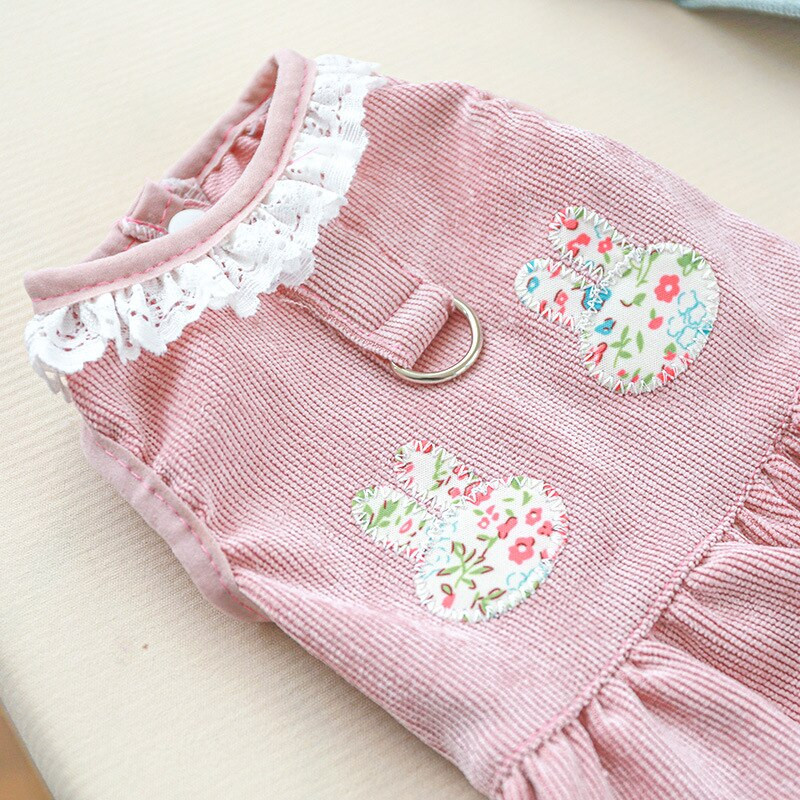 Mielos triušio ausys Rožinė žalia šunų suknelė princesės drabužiai su D-žiedu petnešomis Liemenė sijonas šuniuko katės drabužiai naminiams gyvūnėliams tiekėjas L