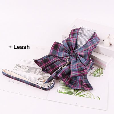 Kutya hám és póráz szett Kockás, puha, légáteresztő macskaruhák mellény kölyökkutyáknak Ruha Teddy Bichon Kisállat-kiegészítők XS-L