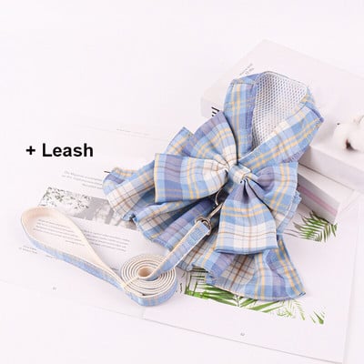 Kutya hám és póráz szett Kockás, puha, légáteresztő macskaruhák mellény kölyökkutyáknak Ruha Teddy Bichon Kisállat-kiegészítők XS-L