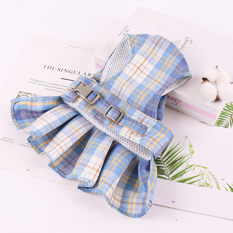 Kutya hám és póráz szett Kockás, puha, légáteresztő macskaruhák mellény kölyökkutyáknak Ruha Teddy Bichon Kisállat-kiegészítők XS-L