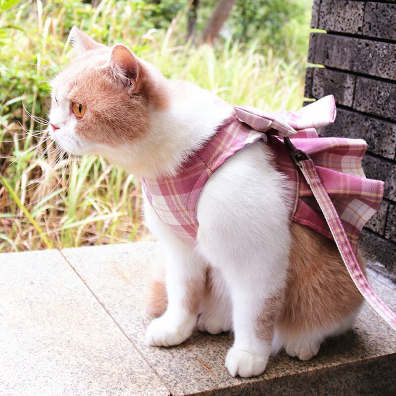 Kutya hám és póráz szett Kockás, puha, légáteresztő macskaruhák mellény kölyökkutyáknak Ruha Teddy Bichon Kisállat-kiegészítők XS-L