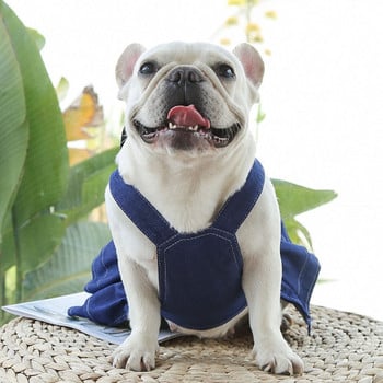 Τζιν φόρεμα για σκύλους Καλοκαιρινά ρούχα για κουτάβι Μικρά μεσαία Τσιουάουα Γαλλικό μπουλντόγκ λουρί για περπάτημα αξεσουάρ για κατοικίδια γάτας
